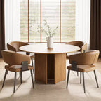 Gaoyangjiaju Table à Manger Ronde de 150 cm pour 6 Personnes, Table de Cuisine Moderne Style Mid-Century, Bureau Circulaire pour Salle à Manger