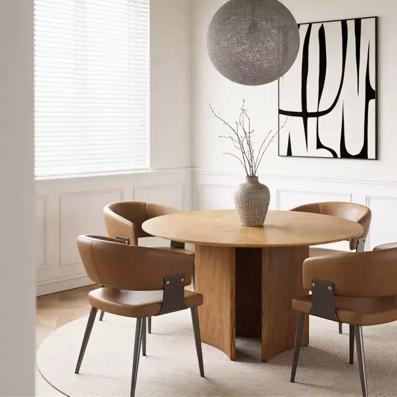Gaoyangjiaju Table à Manger Ronde de 150 cm pour 6 Personnes, Table de Cuisine Moderne Style Mid-Century, Bureau Circulaire pour Salle à Manger
