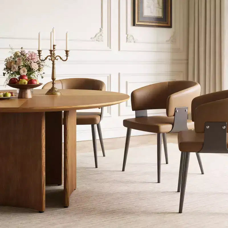 Gaoyangjiaju Table à Manger Ronde de 150 cm pour 6 Personnes, Table de Cuisine Moderne Style Mid-Century, Bureau Circulaire pour Salle à Manger
