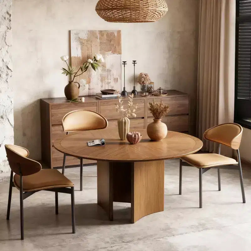 Gaoyangjiaju Table à Manger Ronde de 150 cm pour 6 Personnes, Table de Cuisine Moderne Style Mid-Century, Bureau Circulaire pour Salle à Manger