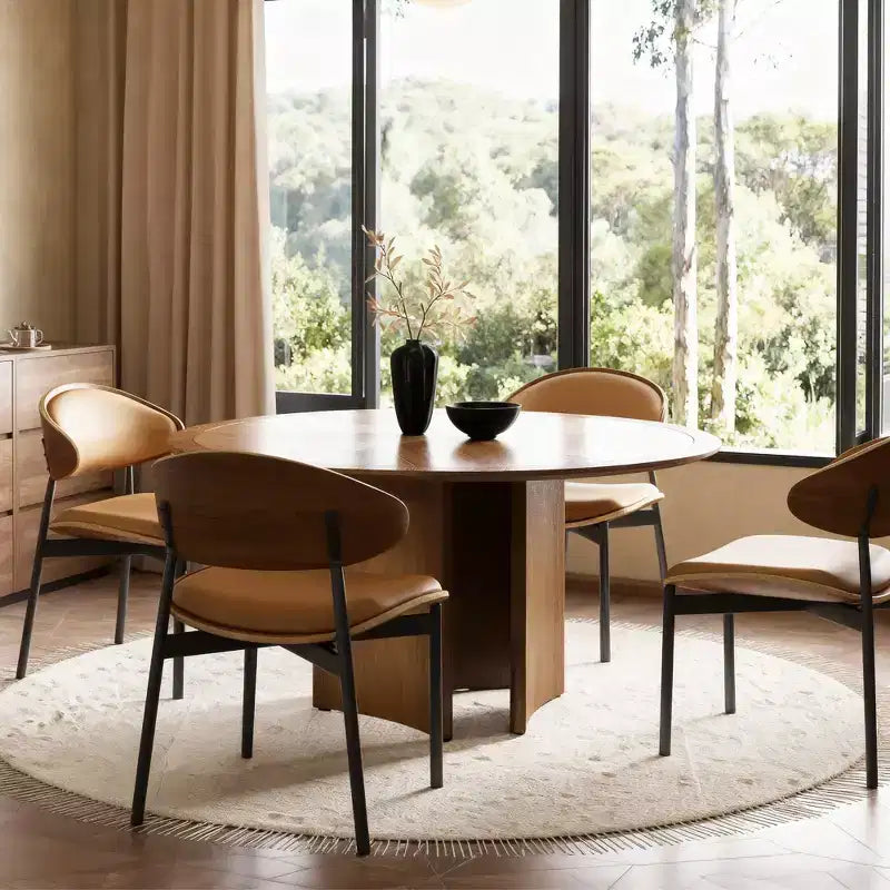 Gaoyangjiaju Table à Manger Ronde de 150 cm pour 6 Personnes, Table de Cuisine Moderne Style Mid-Century, Bureau Circulaire pour Salle à Manger