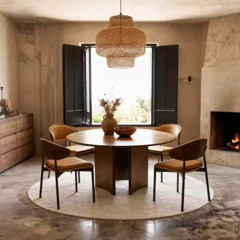 Gaoyangjiaju Table à Manger Ronde de 150 cm pour 6 Personnes, Table de Cuisine Moderne Style Mid-Century, Bureau Circulaire pour Salle à Manger