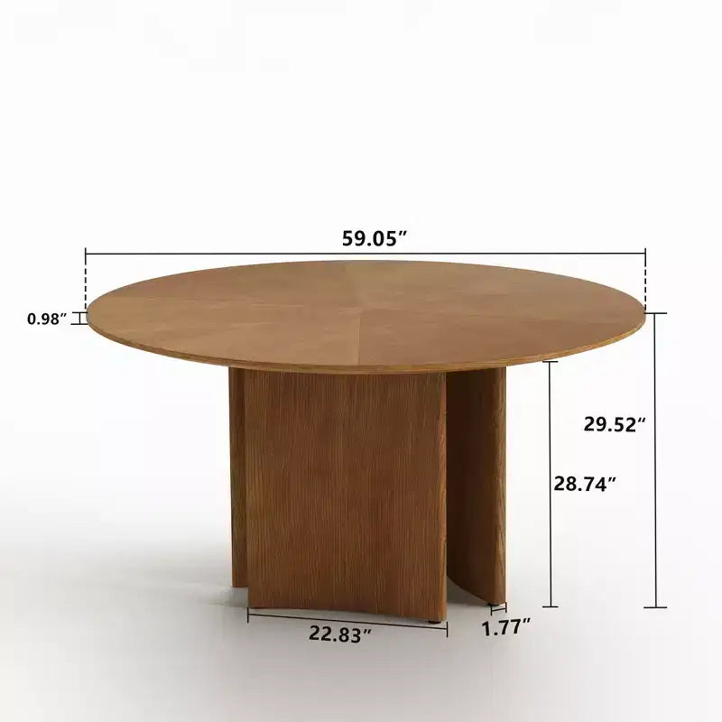 Gaoyangjiaju Table à Manger Ronde de 150 cm pour 6 Personnes, Table de Cuisine Moderne Style Mid-Century, Bureau Circulaire pour Salle à Manger