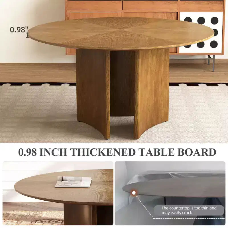 Gaoyangjiaju Table à Manger Ronde de 150 cm pour 6 Personnes, Table de Cuisine Moderne Style Mid-Century, Bureau Circulaire pour Salle à Manger