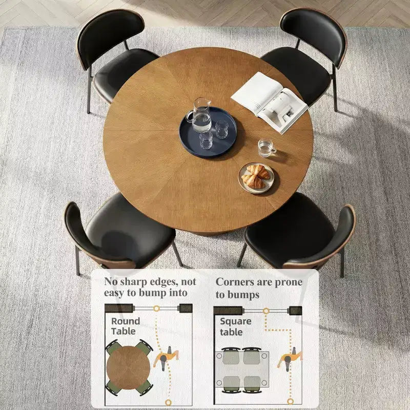 Gaoyangjiaju Table à Manger Ronde de 150 cm pour 6 Personnes, Table de Cuisine Moderne Style Mid-Century, Bureau Circulaire pour Salle à Manger