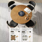 Gaoyangjiaju Table à Manger Ronde de 150 cm pour 6 Personnes, Table de Cuisine Moderne Style Mid-Century, Bureau Circulaire pour Salle à Manger