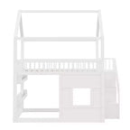 Lit cabane Whisen en bois, taille double, avec étagère intégrée, construction robuste, barrières de sécurité