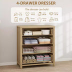Commode haute à 5 tiroirs, commode en rotin, commode à 5 tiroirs avec armoire de rangement pour vêtements, organiseur de tiroirs pour chambre à coucher, salon, couloir, chêne