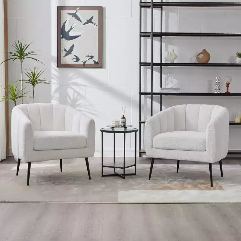 TUYOHW 30 Fauteuil d'appoint moderne avec dossier capitonné, fauteuil de loisirs rembourré avec pieds en métal, chaise confortable pour salon, chambre à coucher.