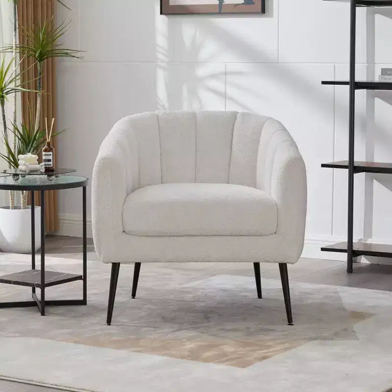 TUYOHW 30 Fauteuil d'appoint moderne avec dossier capitonné, fauteuil de loisirs rembourré avec pieds en métal, chaise confortable pour salon, chambre à coucher.