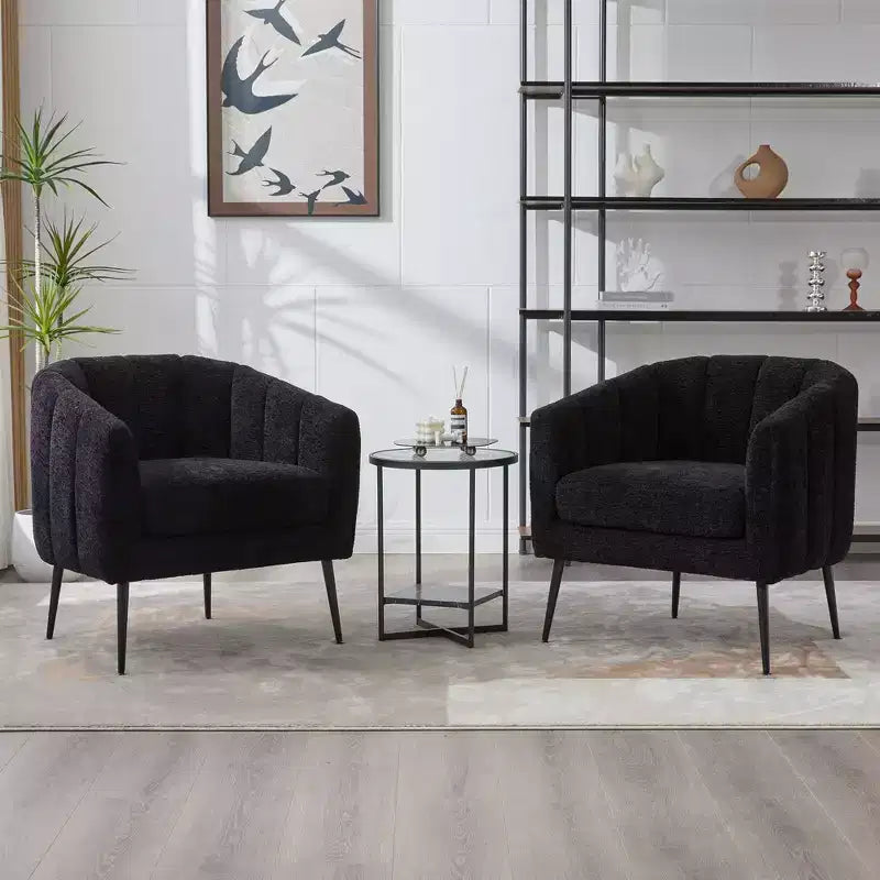 TUYOHW 30 Fauteuil d'appoint moderne avec dossier capitonné, fauteuil de loisirs rembourré avec pieds en métal, chaise confortable pour salon, chambre à coucher.