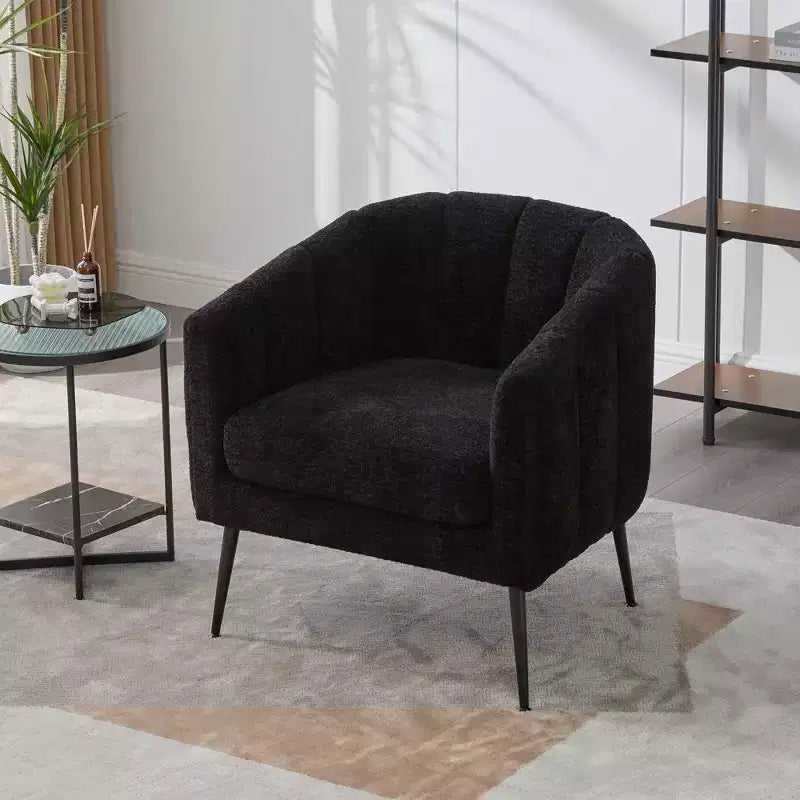 TUYOHW 30 Fauteuil d'appoint moderne avec dossier capitonné, fauteuil de loisirs rembourré avec pieds en métal, chaise confortable pour salon, chambre à coucher.