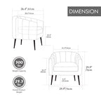TUYOHW 30 Fauteuil d'appoint moderne avec dossier capitonné, fauteuil de loisirs rembourré avec pieds en métal, chaise confortable pour salon, chambre à coucher.