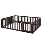 Cadre de lit en bois taille Queen Luxystar avec clôture et porte