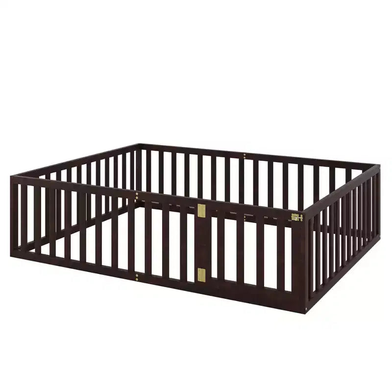 Cadre de lit en bois taille Queen Luxystar avec clôture et porte