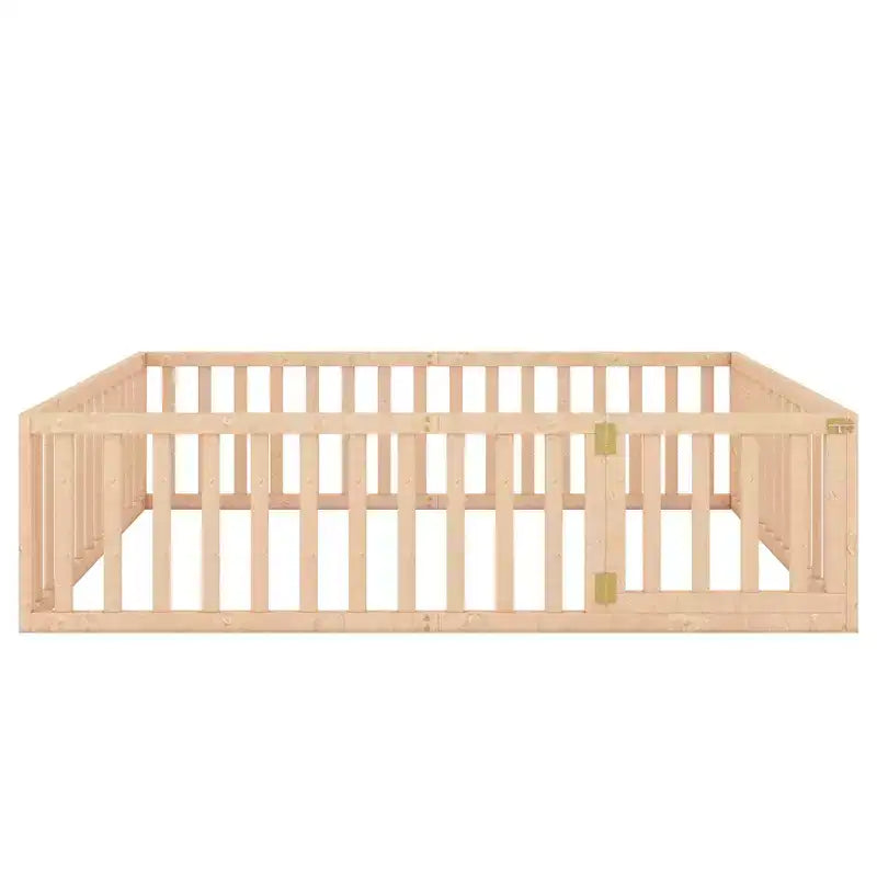 Cadre de lit en bois taille Queen Luxystar avec clôture et porte
