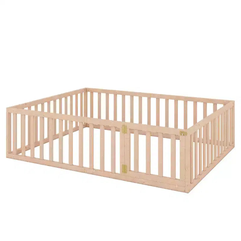 Cadre de lit en bois taille Queen Luxystar avec clôture et porte