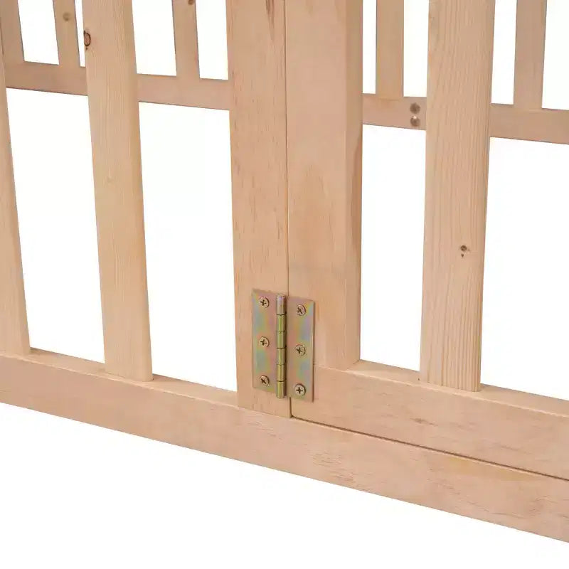 Cadre de lit en bois taille Queen Luxystar avec clôture et porte