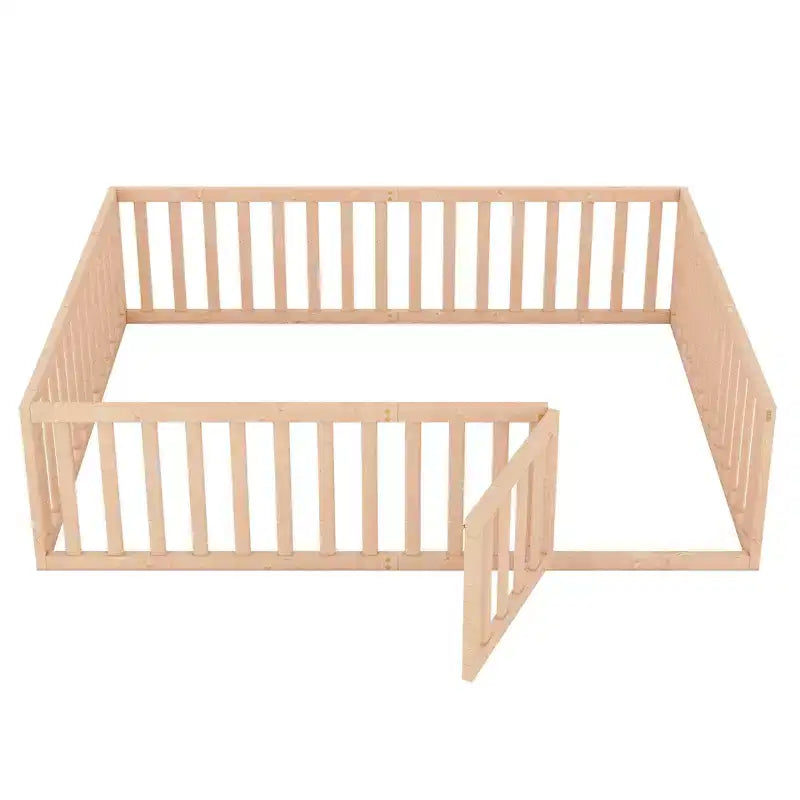 Cadre de lit en bois taille Queen Luxystar avec clôture et porte