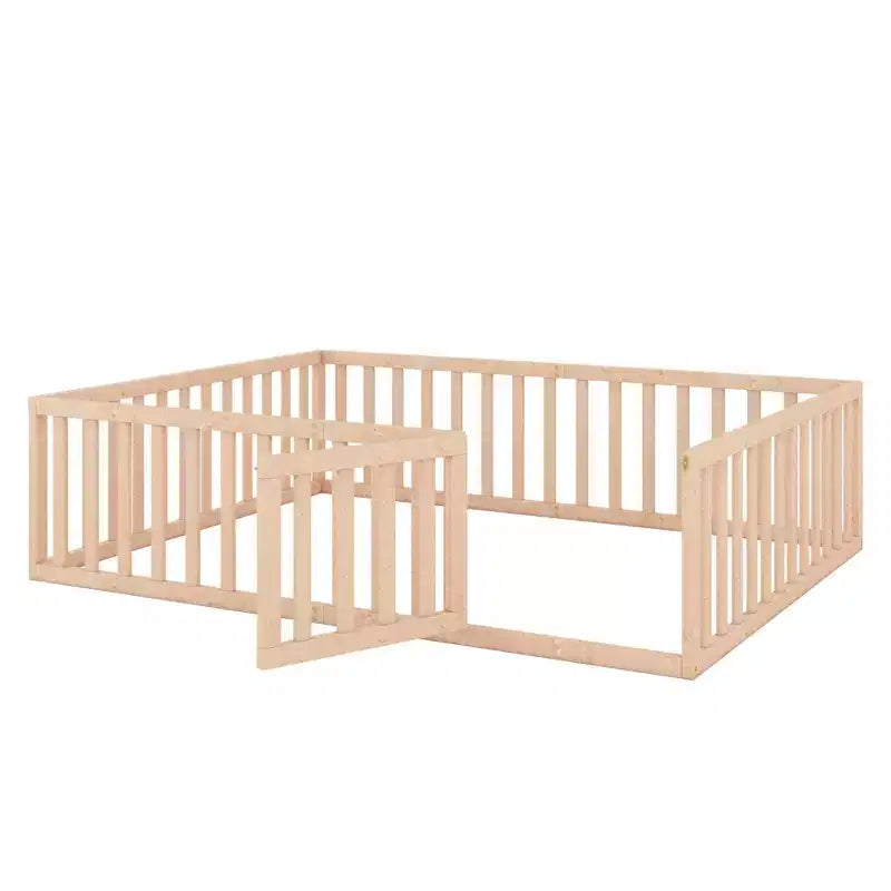 Cadre de lit en bois taille Queen Luxystar avec clôture et porte