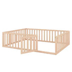 Cadre de lit en bois taille Queen Luxystar avec clôture et porte