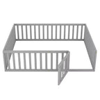 Cadre de lit en bois taille Queen Luxystar avec clôture et porte