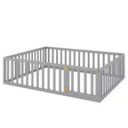 Cadre de lit en bois taille Queen Luxystar avec clôture et porte