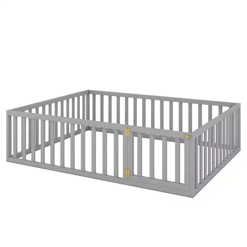 Cadre de lit en bois taille Queen Luxystar avec clôture et porte