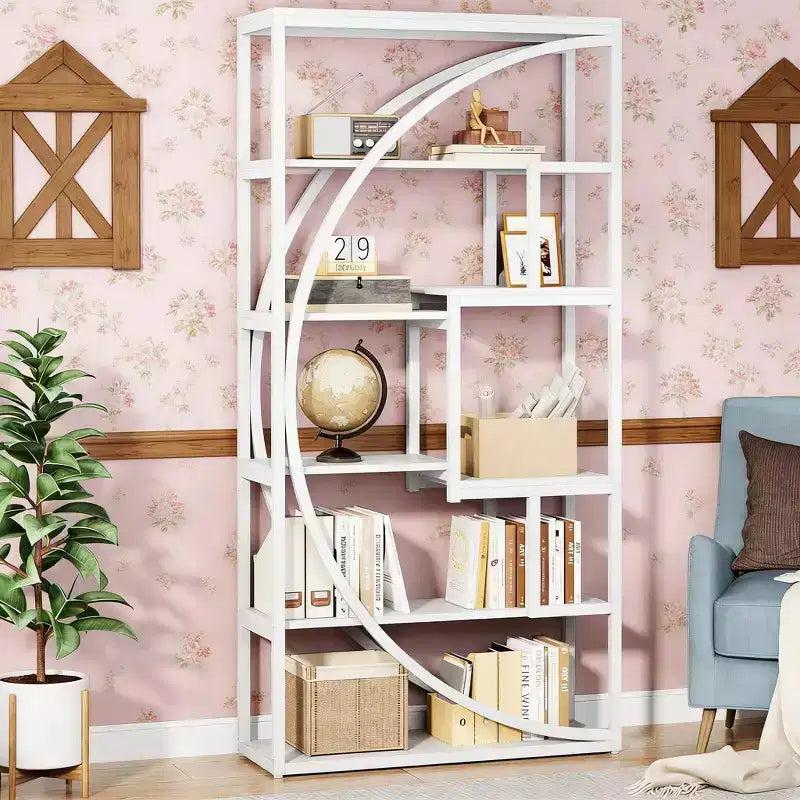 Étagère Bibliothèque Industrielle avec 8 Tablettes de Rangement Ouvertes