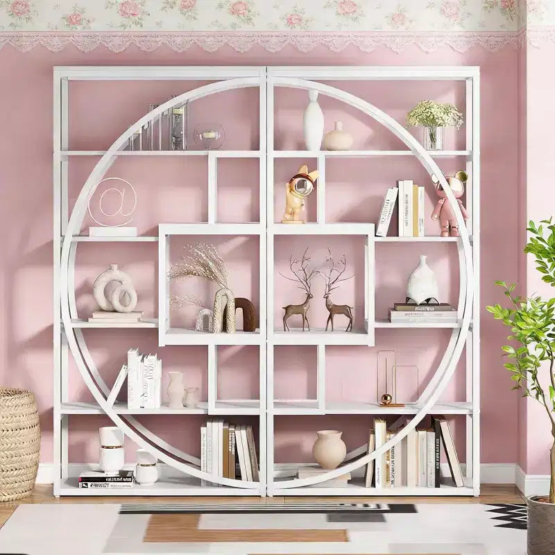 Étagère Bibliothèque Industrielle avec 8 Tablettes de Rangement Ouvertes