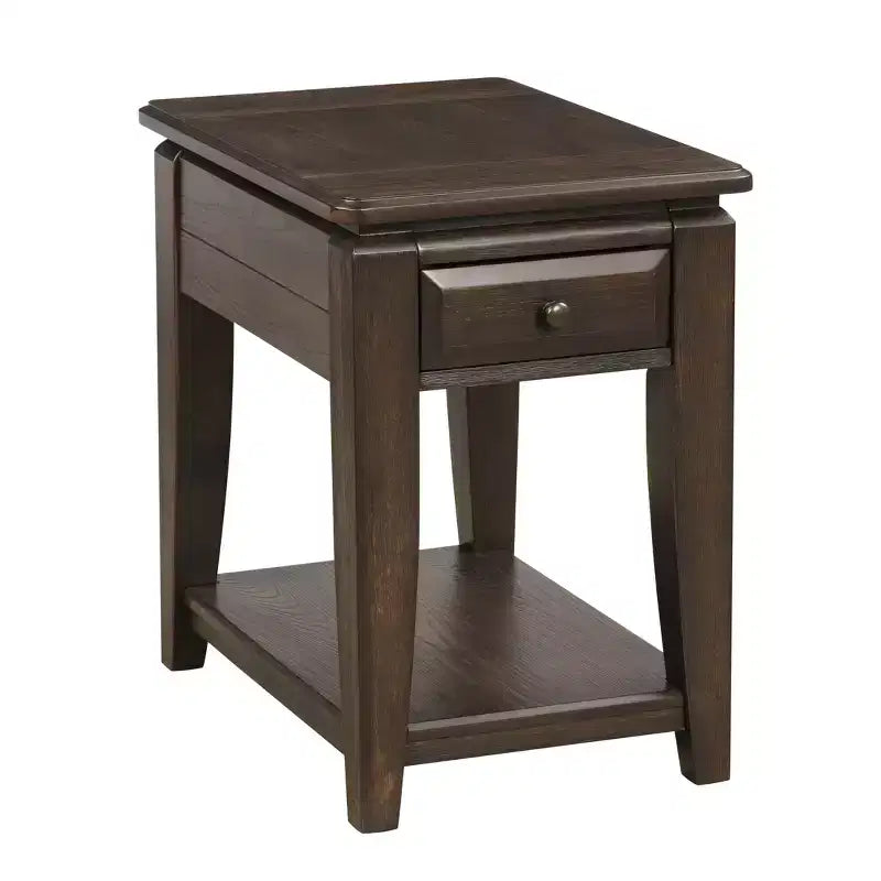 Table d'appoint rectangulaire traditionnelle en bois GDFStudio Bao avec tiroir et étagère ouverte