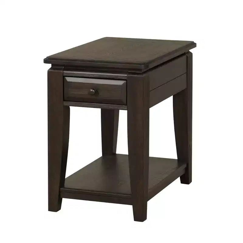 Table d'appoint rectangulaire traditionnelle en bois GDFStudio Bao avec tiroir et étagère ouverte