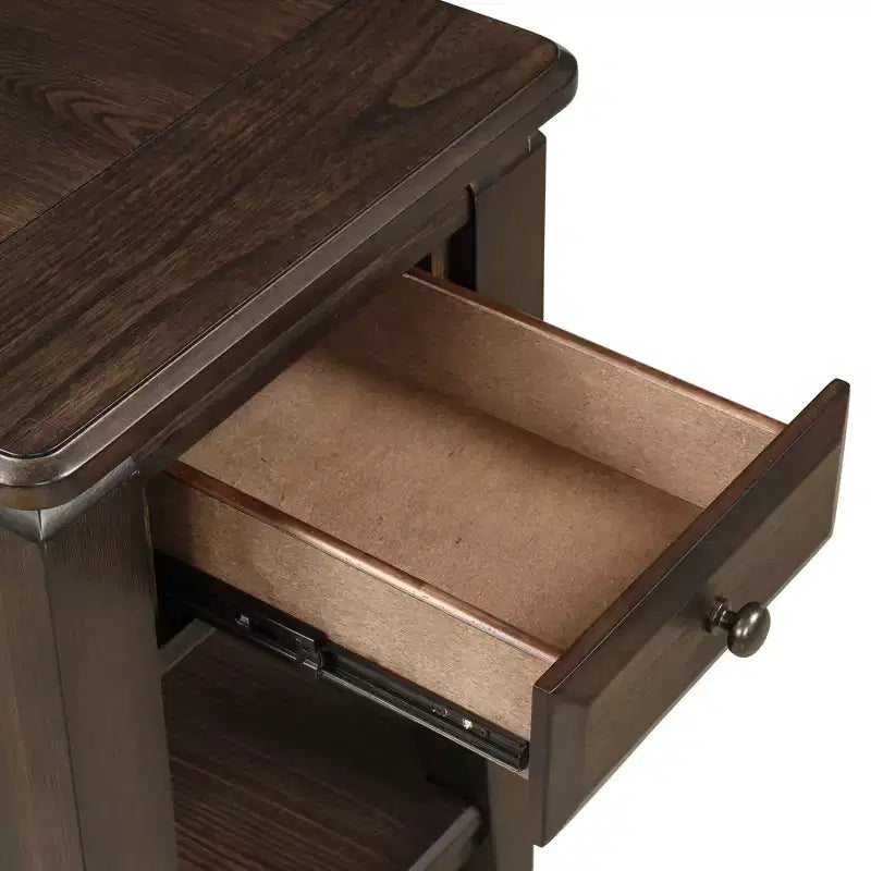 Table d'appoint rectangulaire traditionnelle en bois GDFStudio Bao avec tiroir et étagère ouverte