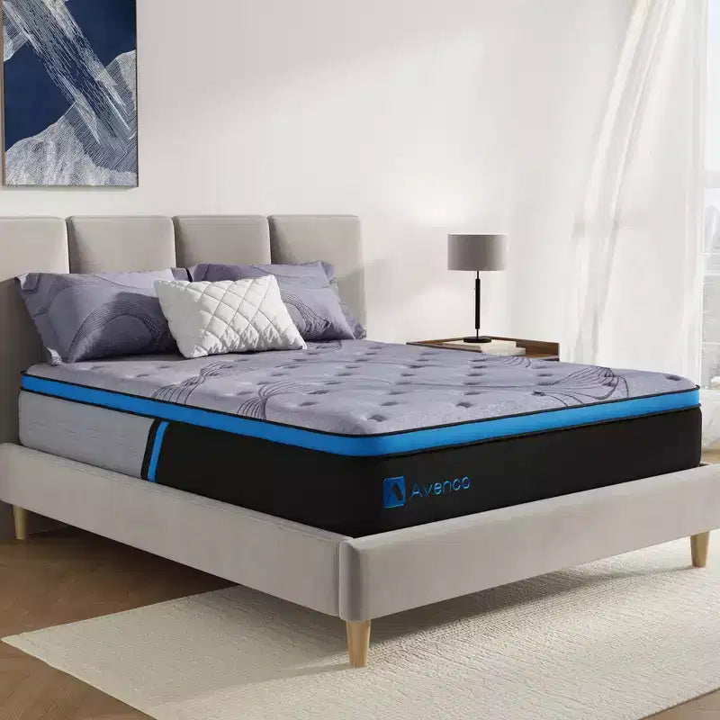 Matelas hybride Avenco de 10 pouces à fermeté moyenne en mousse à mémoire de forme et ressorts ensachés, livré en boîte