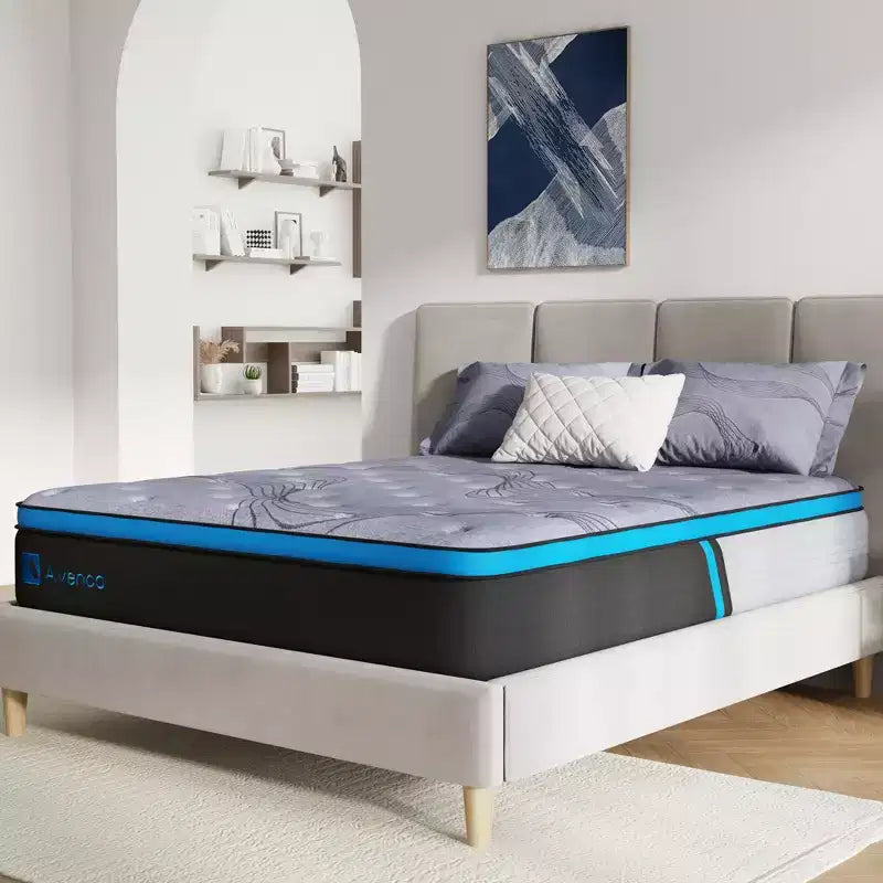 Matelas hybride Avenco de 10 pouces à fermeté moyenne en mousse à mémoire de forme et ressorts ensachés, livré en boîte