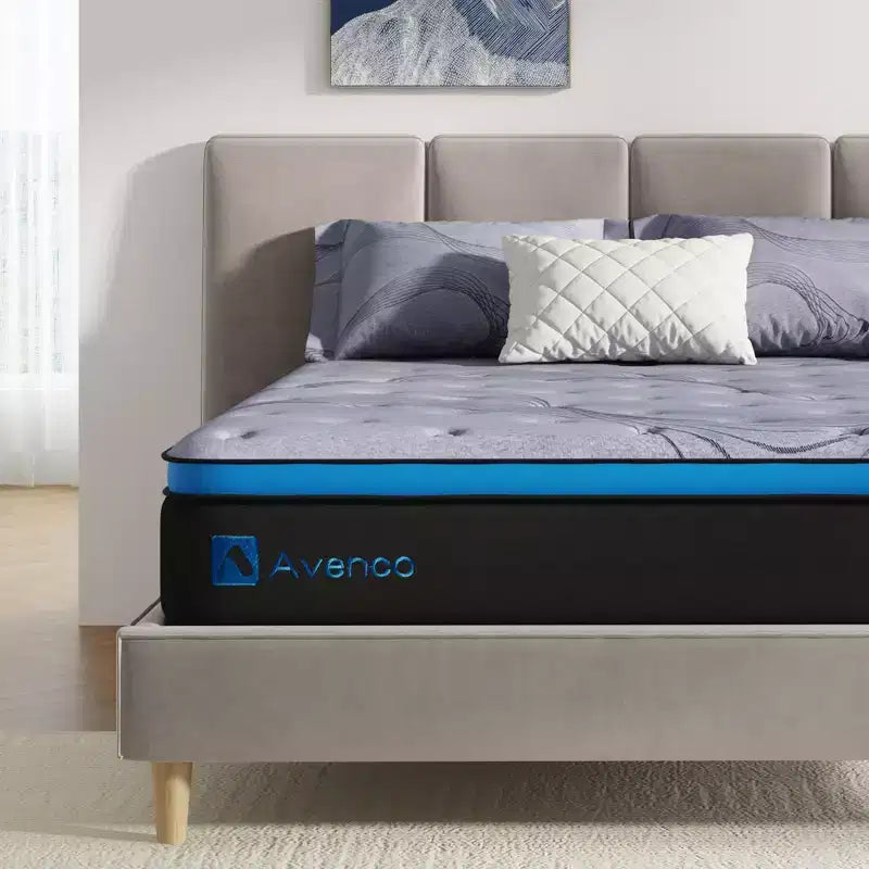 Matelas hybride Avenco de 10 pouces à fermeté moyenne en mousse à mémoire de forme et ressorts ensachés, livré en boîte