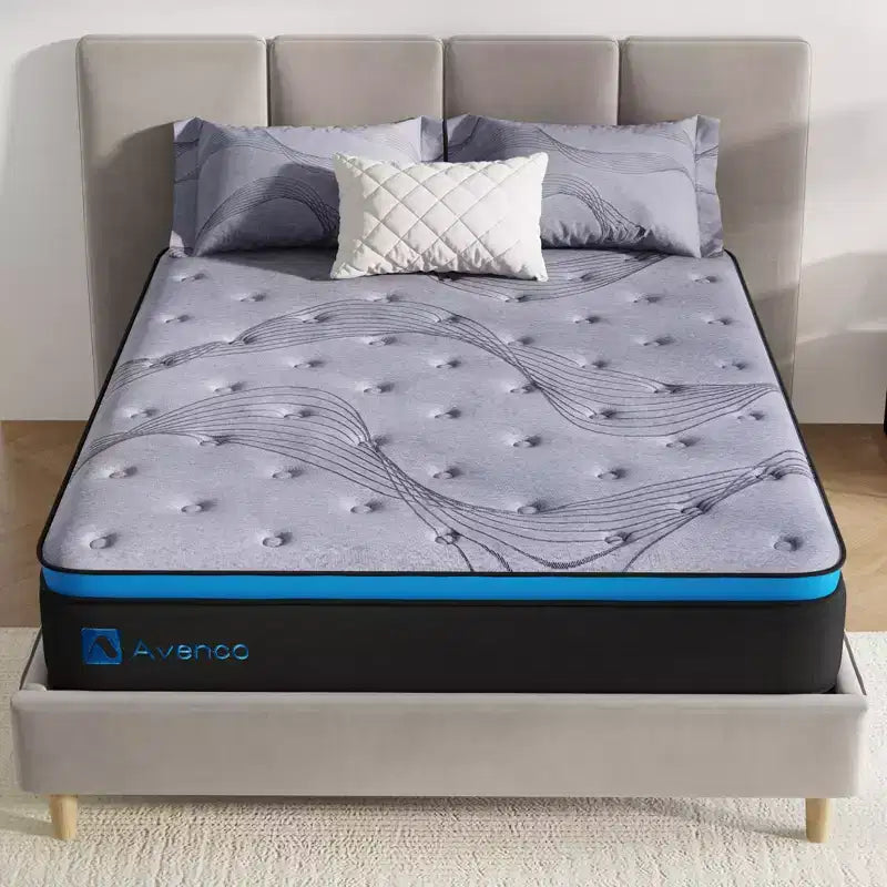Matelas hybride Avenco de 10 pouces à fermeté moyenne en mousse à mémoire de forme et ressorts ensachés, livré en boîte