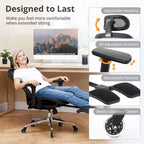 Chaise de Bureau Ergonomique en Maille avec Roulettes, Support Lombaire, Accoudoirs 3D, Repose-Pieds Escamotable et Inclinaison Verrouillable pour Bureau à Domicile