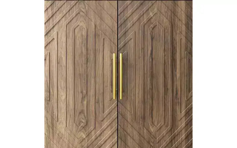JVNOXK Buffet moderne sculpté à quatre portes de 140 cm avec étagères réglables, armoire de rangement multifonctionnelle, convient pour la cuisine, finition noyer