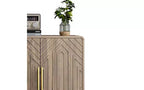 JVNOXK Buffet moderne sculpté à quatre portes de 140 cm avec étagères réglables, armoire de rangement multifonctionnelle, convient pour la cuisine, finition noyer
