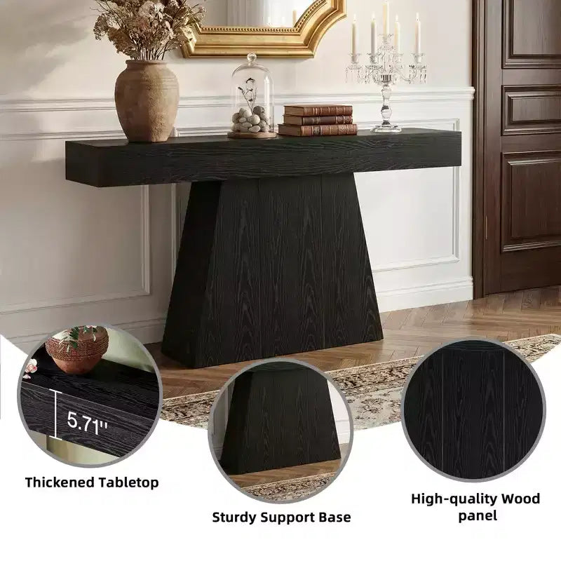 MAYEERTY Table console de ferme de 63 pouces, table de canapé d'entrée avec base trapézoïdale