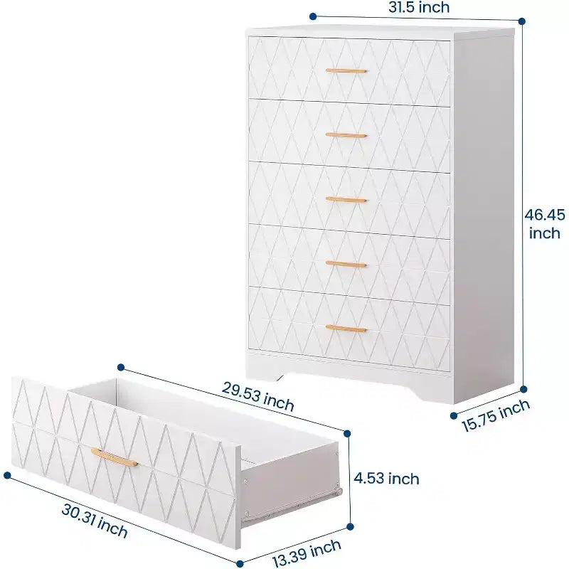 Commode haute à 5 tiroirs pour chambre à coucher, table de chevet moderne pour placard, commode en bois, armoire de rangement et organisateur en bois