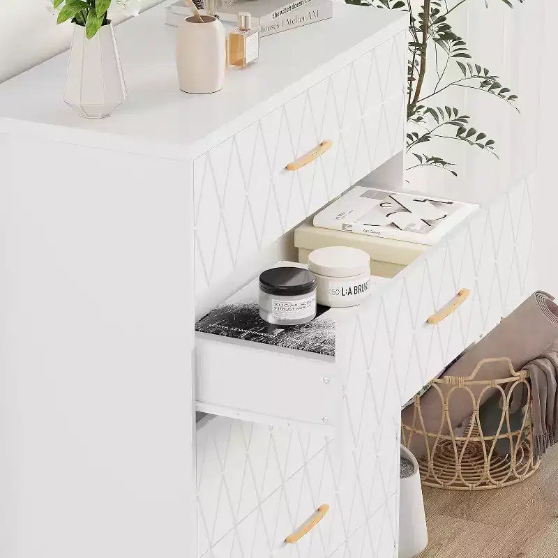 Commode haute à 5 tiroirs pour chambre à coucher, table de chevet moderne pour placard, commode en bois, armoire de rangement et organisateur en bois