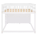 JVNOXK lit superposé blanc de 234 cm avec matelas doubles sur les deux niveaux, comprenant 4 tiroirs et 3 étagères, cadre en pin massif avec MDF