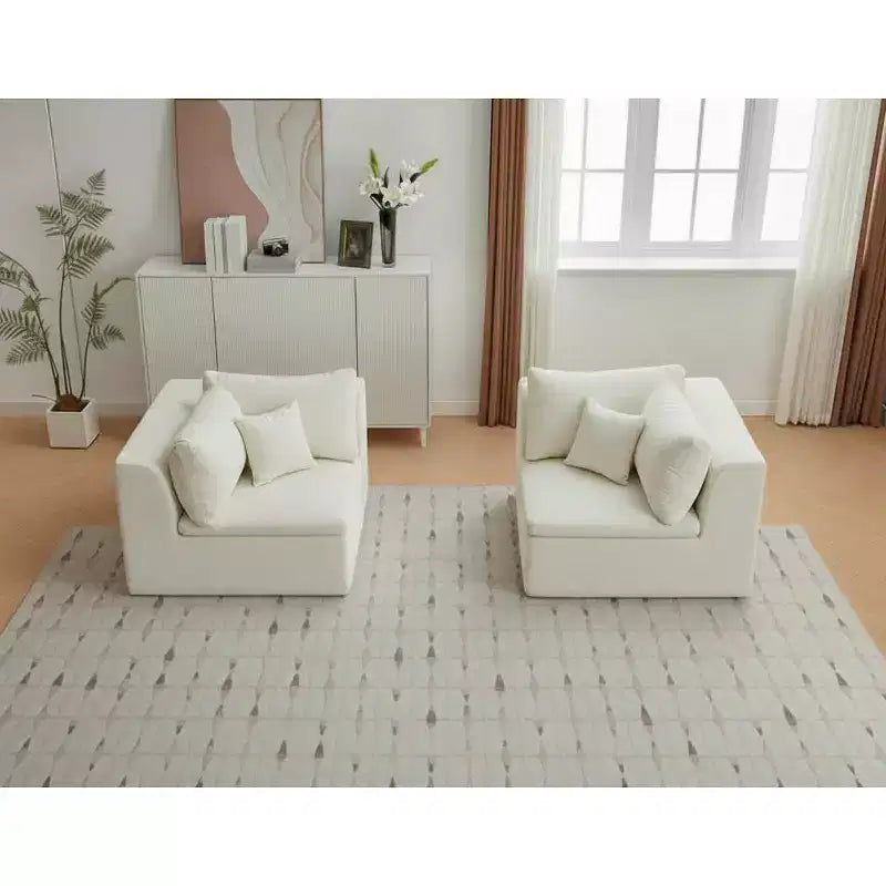 COZONY 140 Canapé modulable Cloud avec ottoman, mousse à mémoire de forme haute densité et tissu chenille, design en U avec double méridienne