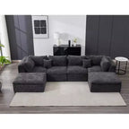 COZONY 140 Canapé modulable Cloud avec ottoman, mousse à mémoire de forme haute densité et tissu chenille, design en U avec double méridienne