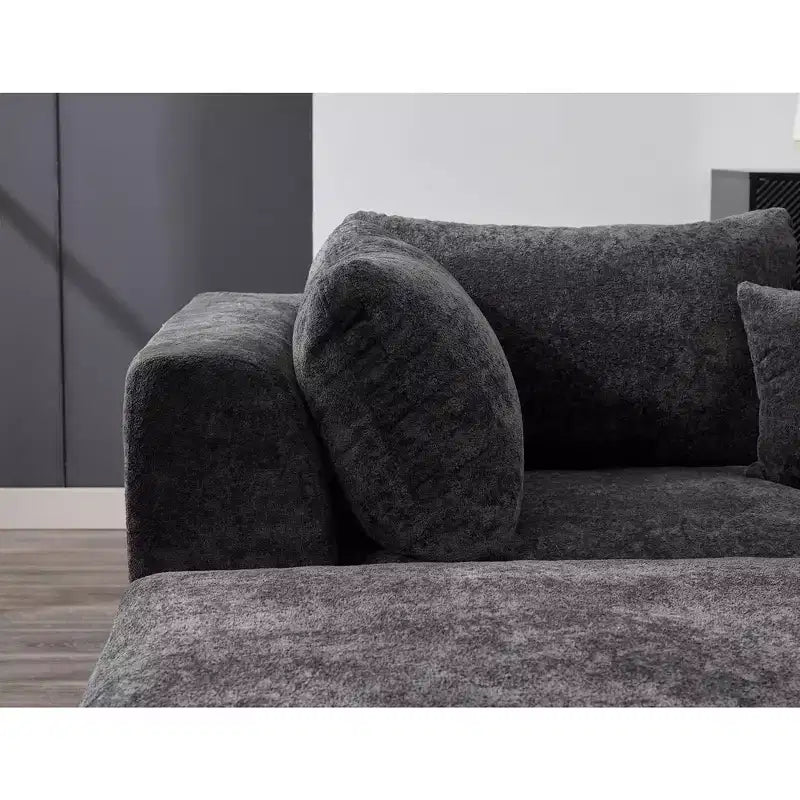COZONY 140 Canapé modulable Cloud avec ottoman, mousse à mémoire de forme haute densité et tissu chenille, design en U avec double méridienne