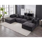 COZONY 140 Canapé modulable Cloud avec ottoman, mousse à mémoire de forme haute densité et tissu chenille, design en U avec double méridienne