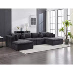 COZONY 140 Canapé modulable Cloud avec ottoman, mousse à mémoire de forme haute densité et tissu chenille, design en U avec double méridienne