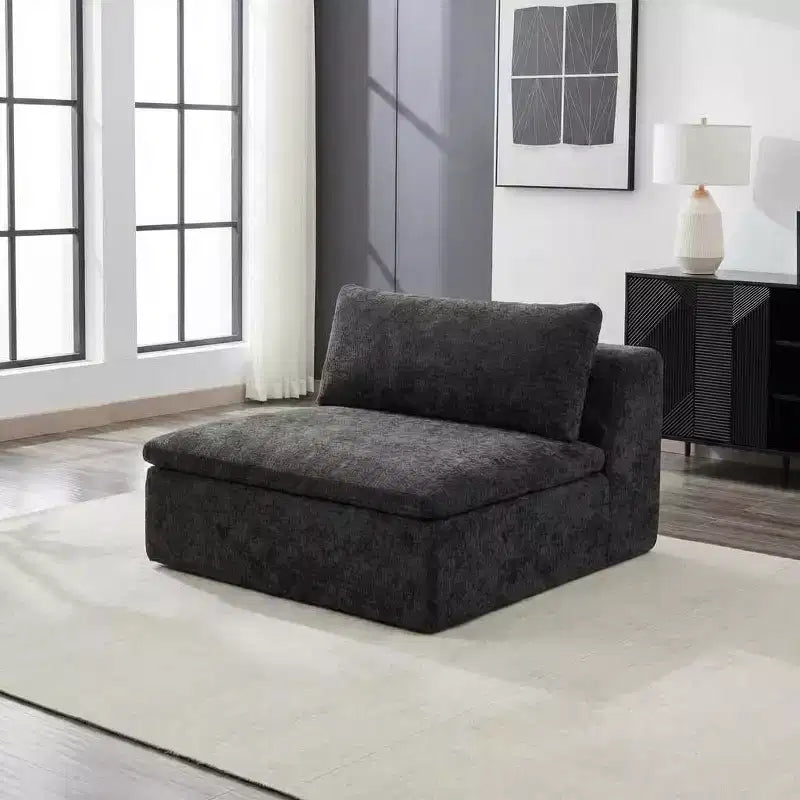 COZONY 140 Canapé modulable Cloud avec ottoman, mousse à mémoire de forme haute densité et tissu chenille, design en U avec double méridienne